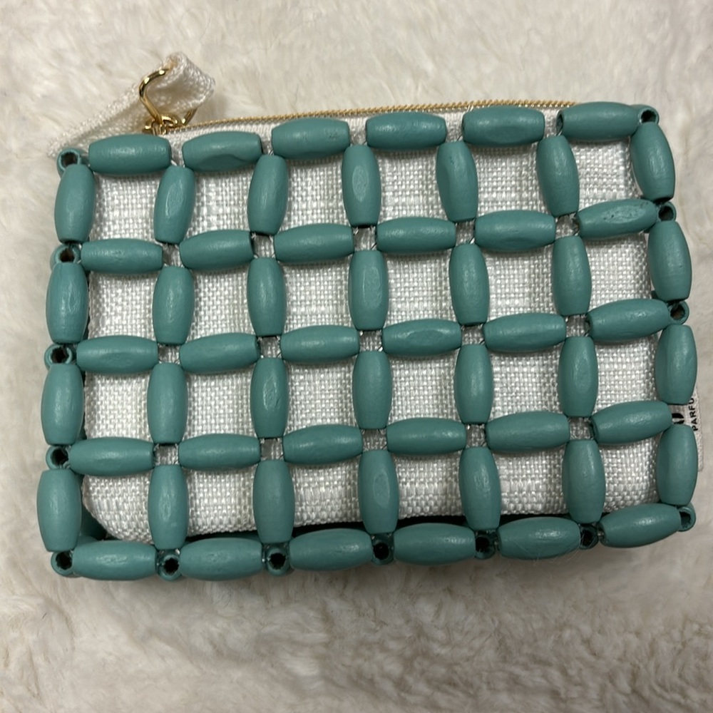 Miu Miu Cross weave Teal card case - Picture 2 of 4